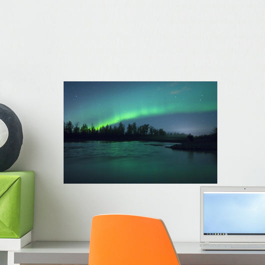 Aurora Borealis over the river Wall Mural
