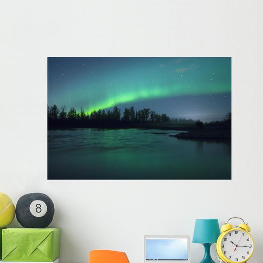 Aurora Borealis over the river Wall Mural