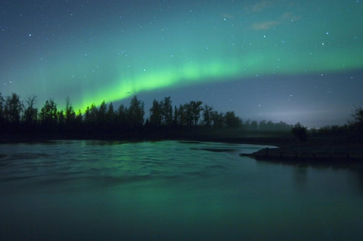 Aurora Borealis over the river Wall Mural