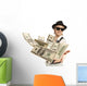 woman in cap throwing dollar Wall Decal