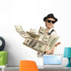 woman in cap throwing dollar Wall Decal