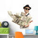 woman in cap throwing dollar Wall Decal