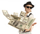 woman in cap throwing dollar Wall Decal