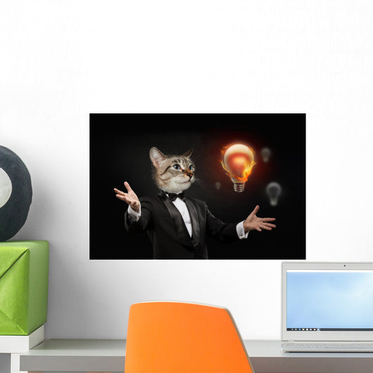 Business Man Cat Head Wall Decal