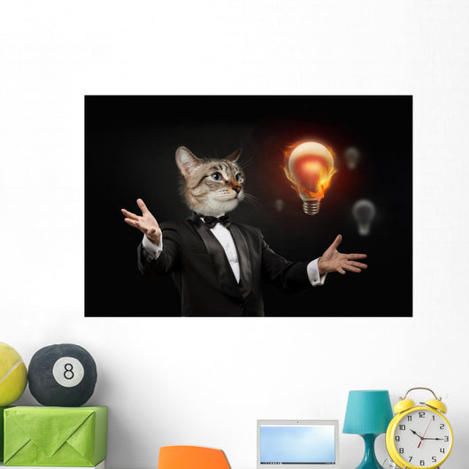 Business Man Cat Head Wall Decal
