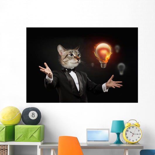 Business Man Cat Head Wall Decal