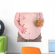Fat man holding sandwich, isolated on white Wall Decal