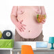 Fat man holding sandwich, isolated on white Wall Decal
