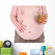Fat man holding sandwich, isolated on white Wall Decal
