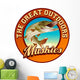 Muskie fishing illustration label design Wall Decal