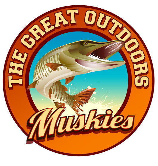 Muskie fishing illustration label design Wall Decal