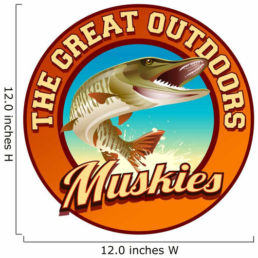 Muskie fishing illustration label design Wall Decal