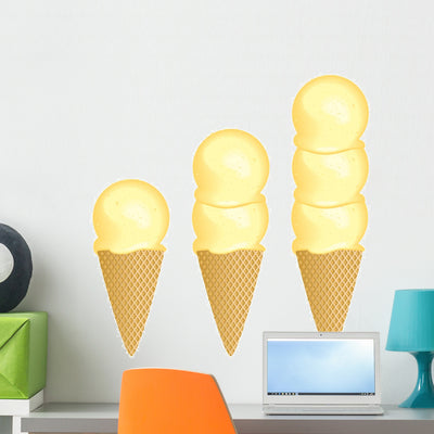 Ice Cream Scoops Wall Decal Sticker Set shown on a wall