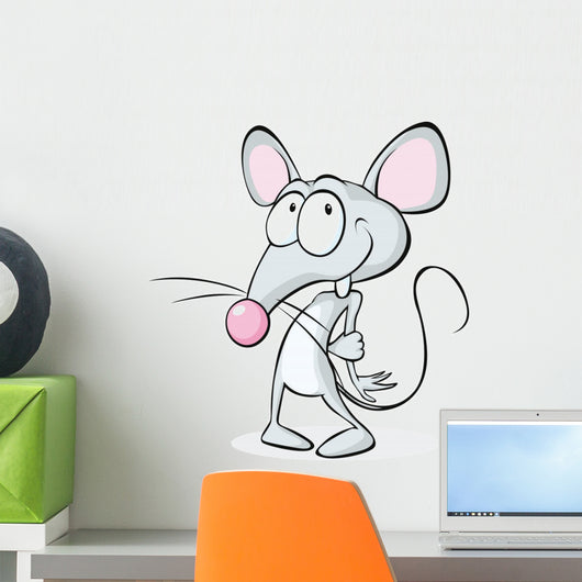 cute shy mouse isolated on white background Wall Decal