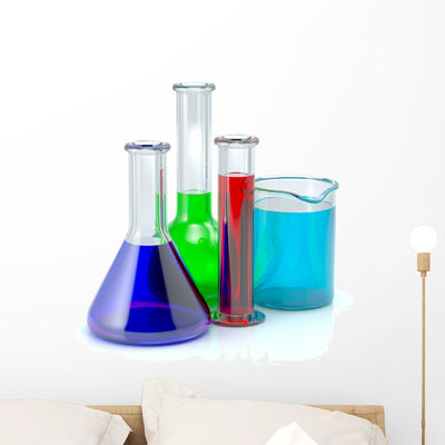 Chemical Test-tubes Laboratory Glassware Wall Decal shown on a wall