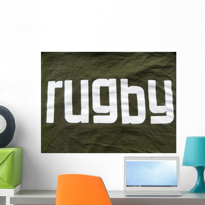 Rugby Wall Mural shown on a wall