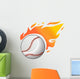 Baseball with flames Wall Decal