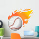 Baseball with flames Wall Decal
