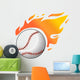 Baseball with flames Wall Decal