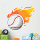 Baseball with flames Wall Decal