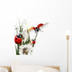 Background with vector green grass, dandelions and ladybirds Wall Decal