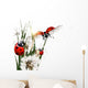 Background with vector green grass, dandelions and ladybirds Wall Decal
