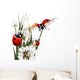 Background with vector green grass, dandelions and ladybirds Wall Decal