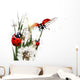 Background with vector green grass, dandelions and ladybirds Wall Decal
