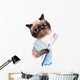 Cat Brushing Teeth Wall Decal