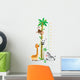 Meterwall with palm tree and funny animals Wall Decal