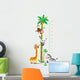 Meterwall with palm tree and funny animals Wall Decal