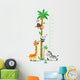 Meterwall with palm tree and funny animals Wall Decal