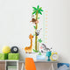 Meterwall with palm tree and funny animals Wall Decal
