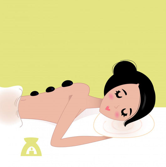 Beautiful Spa Woman Enjoying Stone Therapy Wall Mural