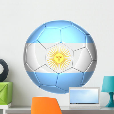 Argentina Soccer Ball Wall Decal shown on a wall