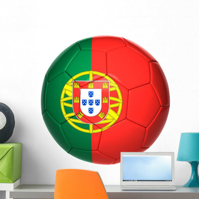 Football Ball with Portugal shown on a wall