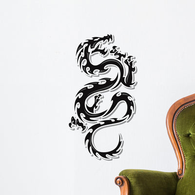Fire Chinese-style Dragon Sticker Wall Decal shown on a wall