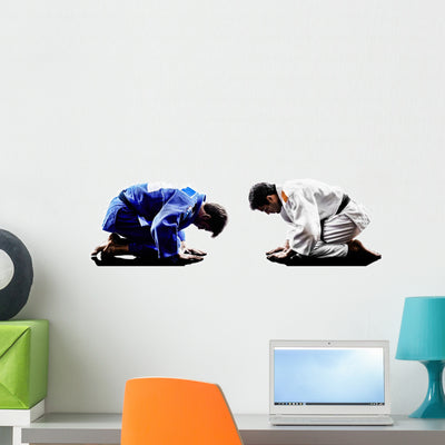 Judokas Fighters Fighting Men Wall Decal shown on a wall