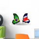 Two Butterflies with Flags  Brazil and Costa Rica Wall Decal