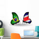 Two Butterflies with Flags  Brazil and Costa Rica Wall Decal