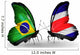 Two Butterflies with Flags  Brazil and Costa Rica Wall Decal