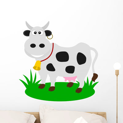 Dairy Cow Pasture Wall Decal shown on a wall