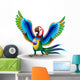 Macaw Cartoon with Brazil Flag Colors Wall Decal