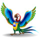 Macaw Cartoon with Brazil Flag Colors Wall Decal