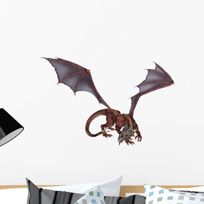 Red Dragon Wall Decal shown on a wall