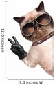 Cat with Peace Fingers in Black Leather Gloves Wall Decal