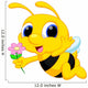 Cute Bee Cartoon Flying While Carrying Flowers Wall Decal