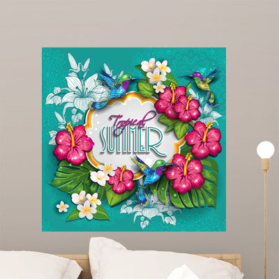 Tropical Summer Wall Decal shown on a wall