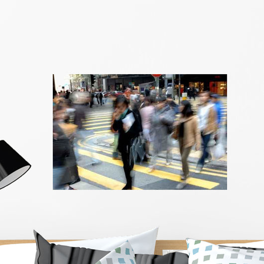 Blurred People Crossing Street Wall Decal