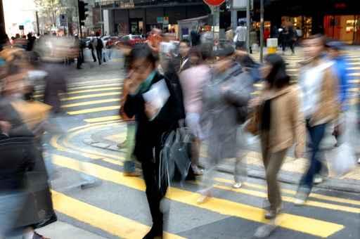 Blurred People Crossing Street Wall Decal